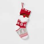 20" Santa Character Fair Isle Christmas Holiday Stocking Red/White - Wondershop™
