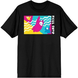 Fall Guys Ultimate Knockout Falling Game Characters Men's Black T-Shirt - 1 of 3