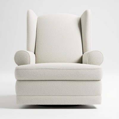 Ivory Swivel Recliner with Metal Base and USB Ports