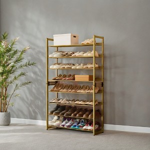 Shoe Rack, 8-Tier Shoe Organizer, Metal Shoe Storage, Entryway, Set of 2, 4-Tier Stackable Shoe Shelf, with Adjustable Flat or Angled Shelves - 1 of 4