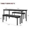 GOCAPTAIN 43" Dining Table Set for 4, Kitchen Table with 2 Upholstered Benches, Metal Frame, Space-Saving Table for Apartment, Dining Room - 2 of 4