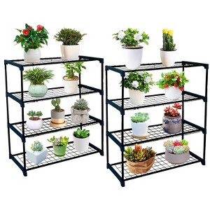 Plant Greenhouse Shelves,4 Tier 2 Pack Plant Display Rack Shelf Stand w/ 70lbs Weight Capacity,Portable Rustproof Metal Shelf Plant Stand Rack - 1 of 4