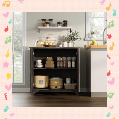 Garvee Modern Farmhouse Coffee Bar Cabinet – Kitchen Storage Cabinet with Fluted Doors, Sideboard Buffet with Adjustable Shelves