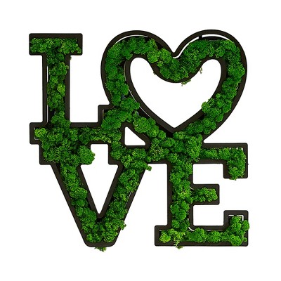 Sevobal Wall Art Love Letter Moss Decor Infusing Romantic Warmth And Fresh Vitality Subtly For Contemporary Spaces, Green, 29"*28.5"*4.6"