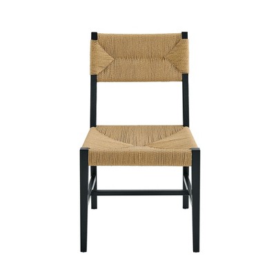 Elm Wood and Cane Black/Natural Dining Side Chair