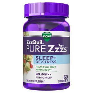 Pure Zzzs De-Stress & Sleep Melatonin + Ashwagandha Gummies - Blackberry Vanilla - 1 of 4