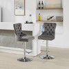 Set of 2 Swivel Velvet Bar Stools with Backs, Adjustable Height, Upholstered Barstools with Chrome Base for Kitchen Island or Bar - Cuddlewood - 3 of 4