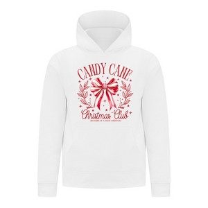 Everyday Kids Christmas Collection Candy Cane Christmas Club Girls Pullover Hoodie – Holiday Sweatshirt - White - 1 of 1