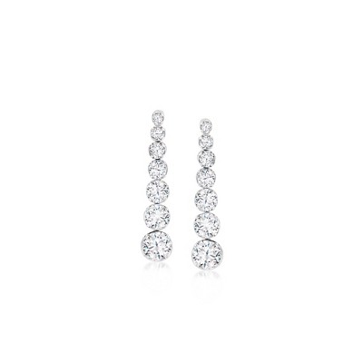 Ross-Simons 1.25 ct. t.w. Diamond Graduated Drop Earrings in 14kt White Gold