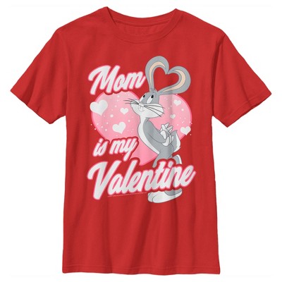 Boy's Looney Tunes Bugs Bunny Mom Is My Valentine T-shirt - Red