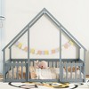 COWLOWN Full Size Wood House Floor Bed with Fence Guardrails, Play & Sleep Bed for Kids and Toddlers - 3 of 4