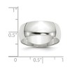 Black Bow Jewelry 7mm or 8mm 10K White Gold Lightweight Half Round Standard Fit Band - 4 of 4