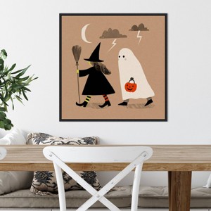 Amanti Art 22"x22" Halloween Witch Ghost Graphic III by Victoria Barnes Framed Wall Canvas: Spooky Seasonal Decor - 1 of 4