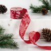 Northlight Red and White Floral Print Wired Craft Christmas Ribbon 2.5" x 10 Yards - 2 of 4