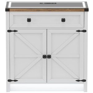 Fredees Buffet Sideboard with Storage, Farmhouse Coffee Bar Cabinet with Drawers & LED Lights for Kitchen, Living & Dining - 1 of 4