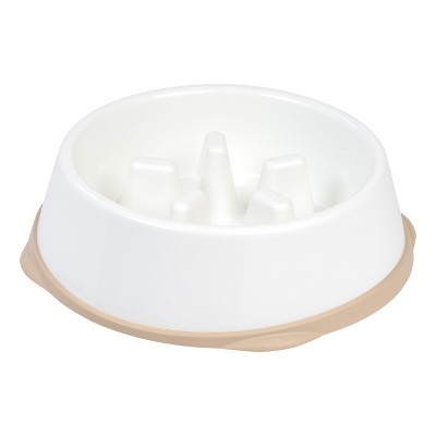 IRIS Large Slow Feeding Bowl for Long Snouted Pets, White/Beige