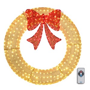 SEVOBAL Wreaths 48in Outdoor Christmas Wreath Decoration Holiday Decor for Home Exterior Christmas Outdoor Decorations, Gold, 48"*5"*48" - 1 of 4