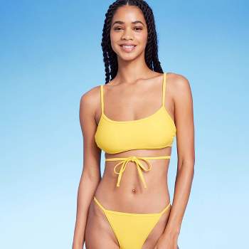 Women's Tie-front Cap Sleeve Bralette Bikini Top - Wild Fable™ Light Yellow  : Target