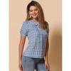 INSPIRE CHIC Women's Plaid Puff Short Sleeve Button Down Peter Pan Collar Shirt - 2 of 4
