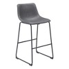 HomeRoots Set of Two 29" Charcoal and Black Faux Leather and Steel Counter Height Bar Chairs - 4 of 4