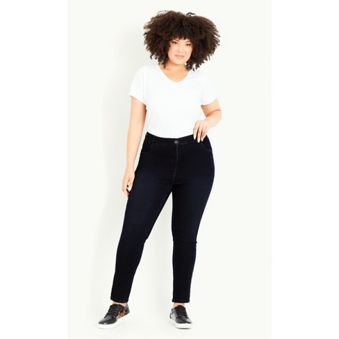 Elastic Waistband Skinny Stretch Pants with Zipper - Black - Plus Size