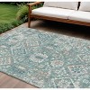 Pale Aqua And Copper Floral Medallion Washable Indoor Outdoor Area Rug - 2 of 4