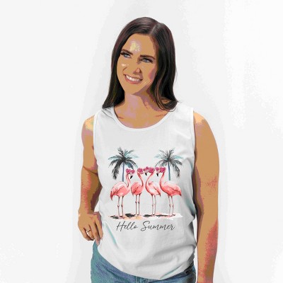 Simply Sage Market Hello Summer Flamingos Garment Dyed Tank