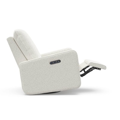 Ivory Boucle Swivel Recliner Accent Chair with Metal Base