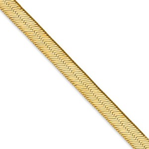 Black Bow Jewelry 6.5mm, 14k Yellow Gold, Solid Herringbone Chain Necklace - 1 of 4