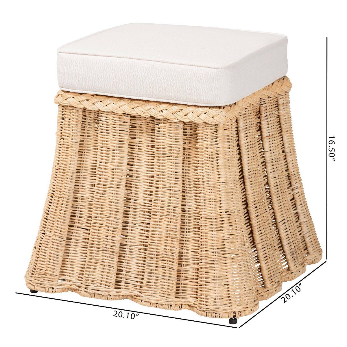 bali & pari Rotem Natural Rattan Small Ottoman with Cushion Natural Brown - thumbnail 4