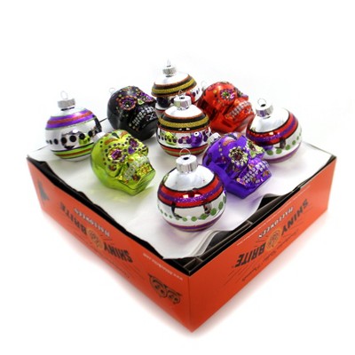 Christopher Radko 2.5" Rounds And Skulls Halloween Shiny Brite Ornament  -  Ornament Sets