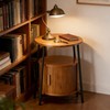 1PC/2PCS Fluted 2 Tiers Side Table Charging Station Round Storage Cabinet Mid Century Modern End Table Small Space Bedroom Living Room - 3 of 4