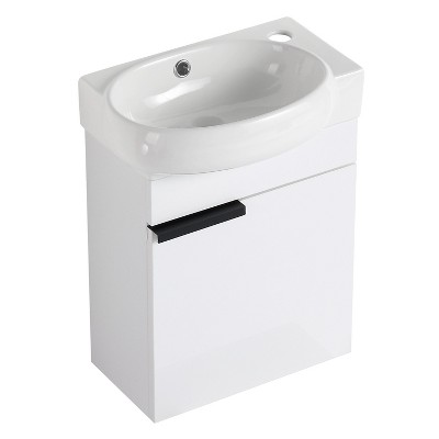 NicBex 16.8" Bathroom Vanity with Sink, Wall Mounted Bathroom Sink Cabinet, 1 Soft-Closing Cabinet Door for Bathroom