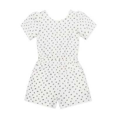 Hope & Henry Organic Girls' Flutter Sleeve Wrap Back Knit Romper, Toddler