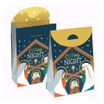 Big Dot of Happiness Holy Nativity - Manger Scene Religious Christmas Gift Favor Bags - Party Goodie Boxes - Set of 12