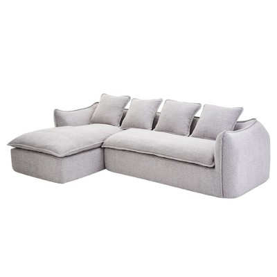 NicBex L-Shaped Sectional Sofa,3-Seat Couch Set with 4 Pillows and Chaise for Living Room,Apartment,Office,Gray