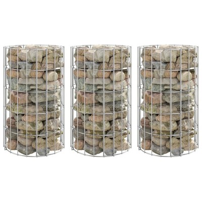 vidaXL Circular Gabion Raised Beds 3 pcs Galvanized Steel Ã˜11.8"x19.7"