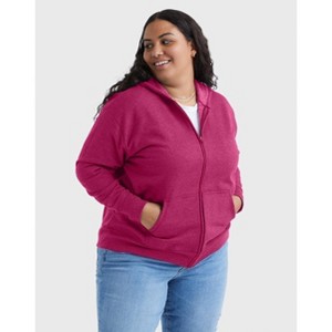 Hanes Just My Size EcoSmart Women's Full-Zip Fleece Hoodie (Plus Size) - 1 of 4
