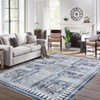 Washable Area Rug Retro Chic Medallion Distressed Design Living Room - 2 of 4