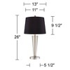 360 Lighting Geoff Modern Table Lamps 26" High Set of 2 Brushed Nickel with USB Charging Port Black Faux Silk Drum Shade for Bedroom Living Room Desk - 4 of 4