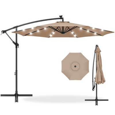 Best Choice Products 10ft Solar LED Offset Hanging Outdoor Market Patio Umbrella w/ Adjustable Tilt