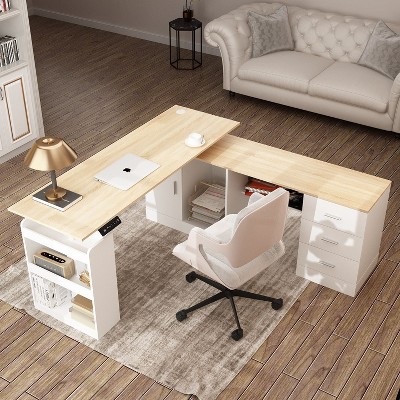 FUFU&GAGA Adjustable Office Desk Ergonomic Design Ample Storage