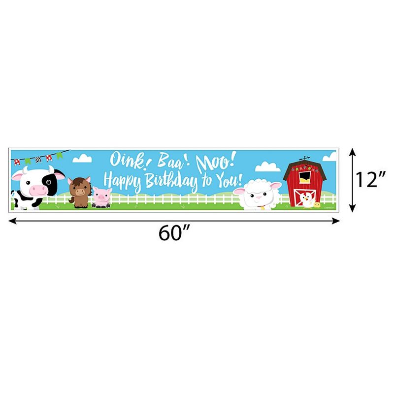 Big Dot of Happiness Farm Animals - Happy Birthday Decorations Party Banner, 2 of 8