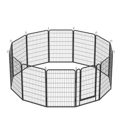 SEVOBAL Pet Doors, Gates and Pens 12-Panel Heavy Duty Metal Playpen for Extra-Large Outdoor Dog Exercise Fence, Black, 107.25"*107.25"*39.37"