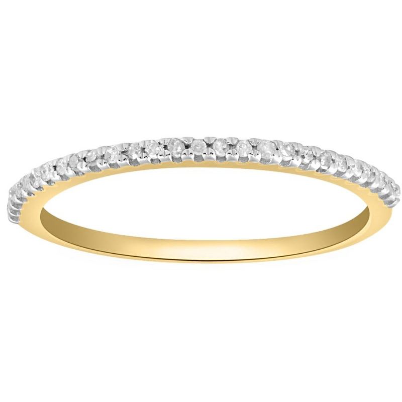 Pompeii3 Diamond Wedding Ring Yellow Gold Stackable Anniversary Band, 1 of 6