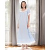 ADR Women's Cotton Nightgown Amelia Short Sleeve Lace Trim Button Up Long Vintage Night Dress Gown - image 2 of 4