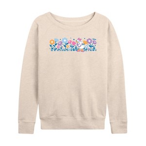 Women's - Disney - Daisy Flowers Lightweight French Terry Wide Neck Long Sleeve Graphic Shirt - 1 of 4