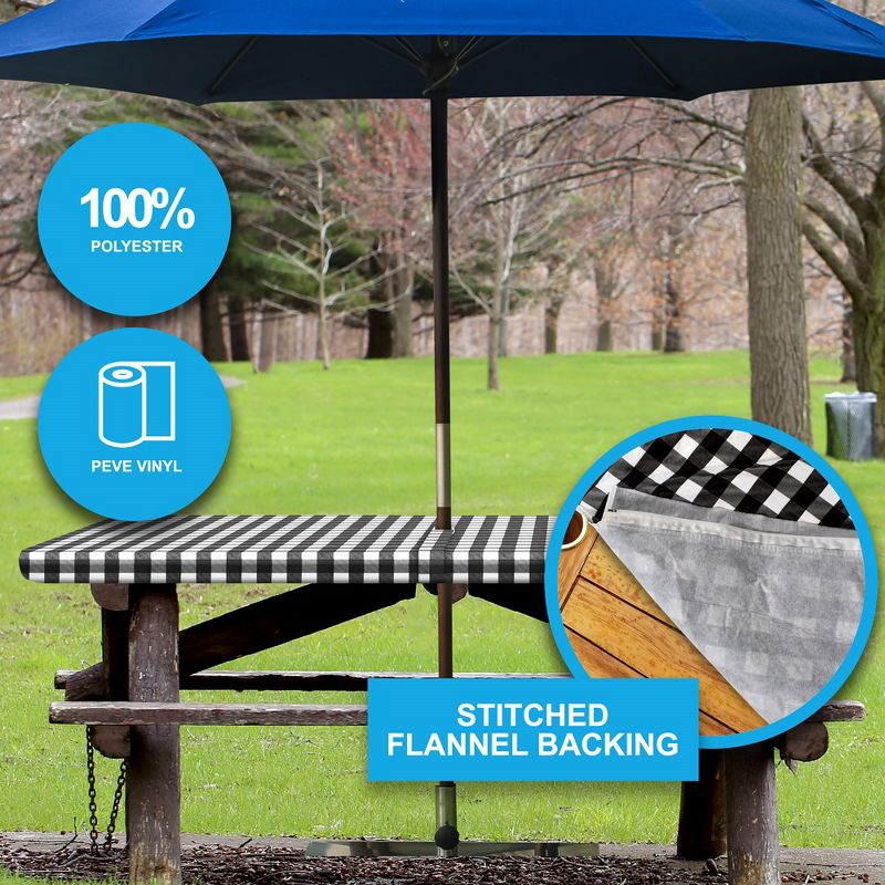 Tablecloth With Hole For Umbrella With Bench Covers Vinyl With Flannel Back by SORFEY, 4 of 6