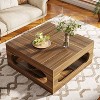 Hommoo 43-Inch Square Coffee Table wwith LED Light Brown - 2 of 4
