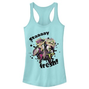 Juniors Womens Nintendo Splatoon Stay Fresh Racerback Tank Top - 1 of 3